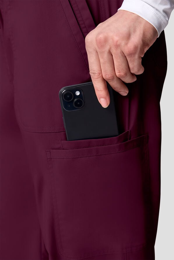 Pantal&oacute;n m&eacute;dico Cherokee Workwear Revolution STRETCH con piernas rectas y 12 bolsillos para hombre - Wine - 3