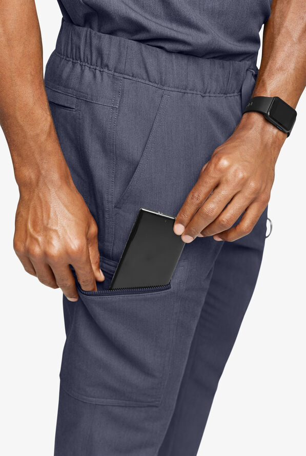 Pantal&oacute;n m&eacute;dico Movement by Butter-Soft STRETCH estilo cargo con 8 bolsillos para hombre - Indigo Heather - 3