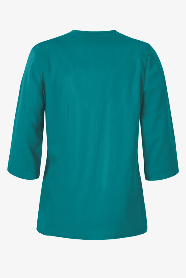 Butter-Soft STRETCH Women's 4-Pocket 3/4" Sleeve Round Neck Scrub Top - Teal - 4