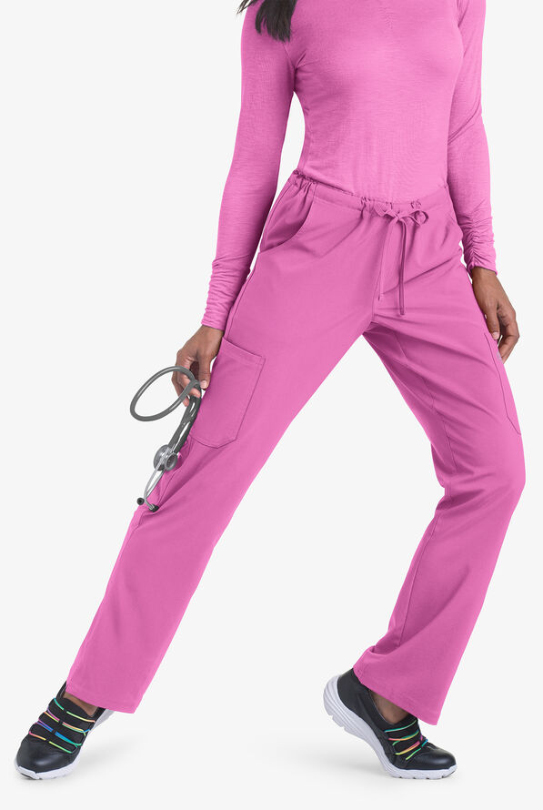 Easy STRETCH Eden Women's 4-Pocket Drawstring Scrub Pants - Tall - Magnesium Pink - 3