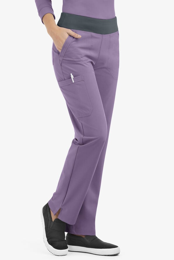 Easy STRETCH Sienna Women's 5-Pocket Sport Yoga Scrub Pants - Purple Dusk / Pewter - 1