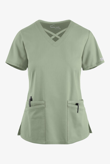 Butter-Soft STRETCH Women's 4-Pocket Crisscross Scrub Top