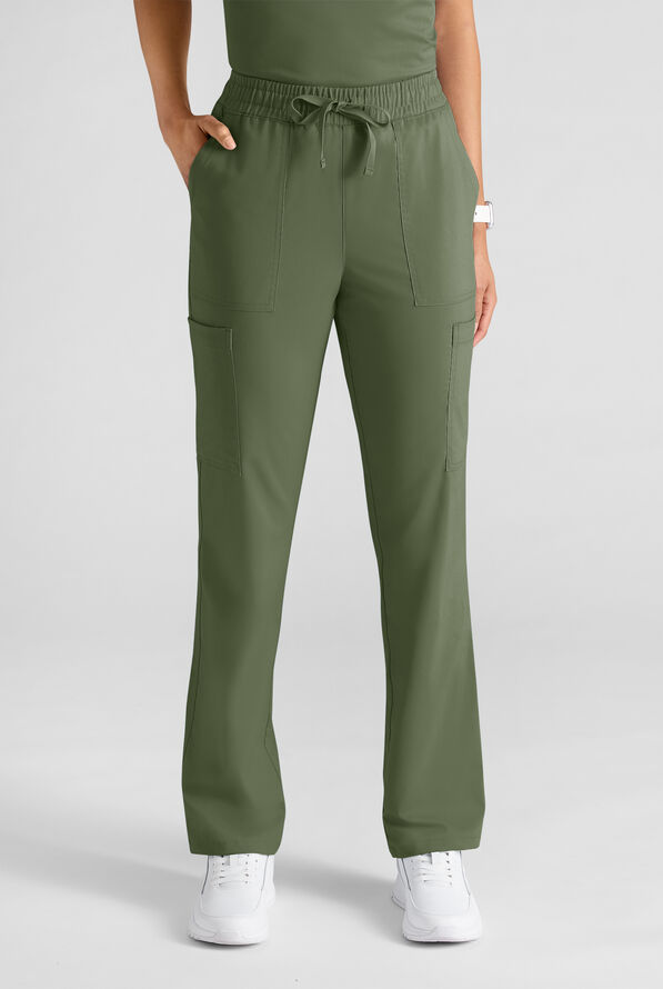 Butter-Soft STRETCH FLXTEK+ Women's 8-Pocket Straight Leg Cargo Scrub Pants - Light Olive - 1