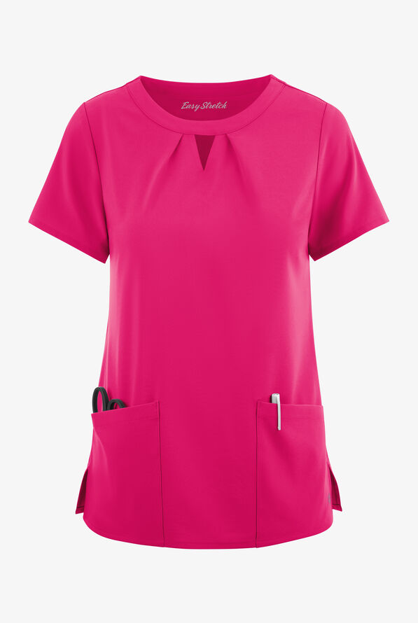 Easy STRETCH Salma Women’s 3-Pocket Keyhole Neck Scrub Top - Flirt - 1