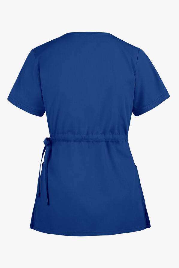 Butter-Soft Core Women's 2-Pocket Solid Mock Wrap with Side Tie Scrub Top - Galaxy - 3