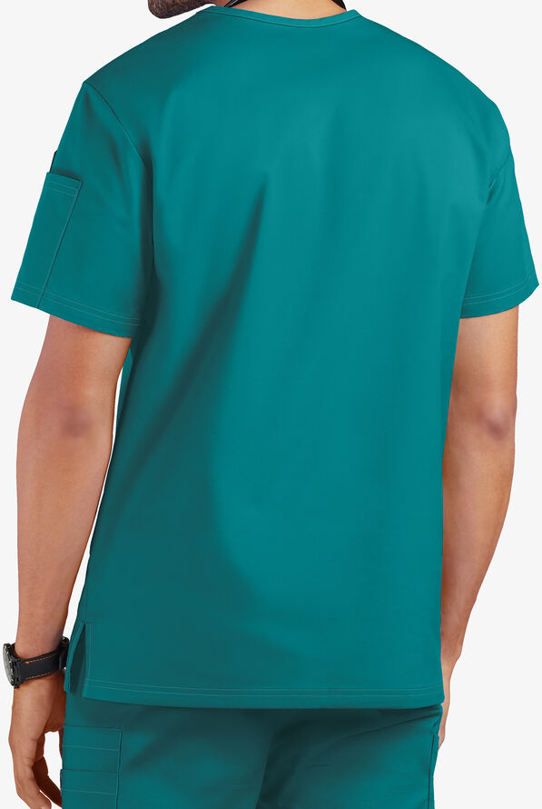 Camisa m&eacute;dica UA Butter-Soft STRETCH con cuello en V y 4 bolsillos para hombre  - Teal - 3