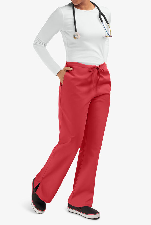 Cherokee Workwear Women's 3-Pocket Flare Leg Drawstring Scrub Pants - Red - 6