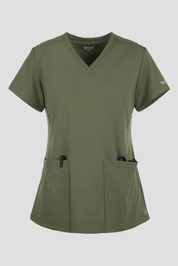 Wink Renew Knit Women's 2-Pocket STRETCH Flex N Reach Panel V-Neck Scrub Top