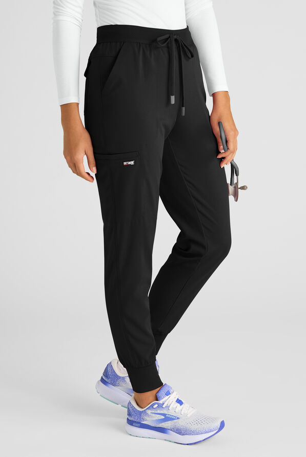 Grey's Anatomy by Barco Emerge Rylee Women's 6-Pocket STRETCH Mid Rise Jogger Scrub Pants - Black - 1