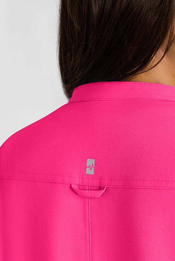 Blusa médica Easy STRETCH tipo henley con 1 bolsillo para mujer - Reactive Pink - 5