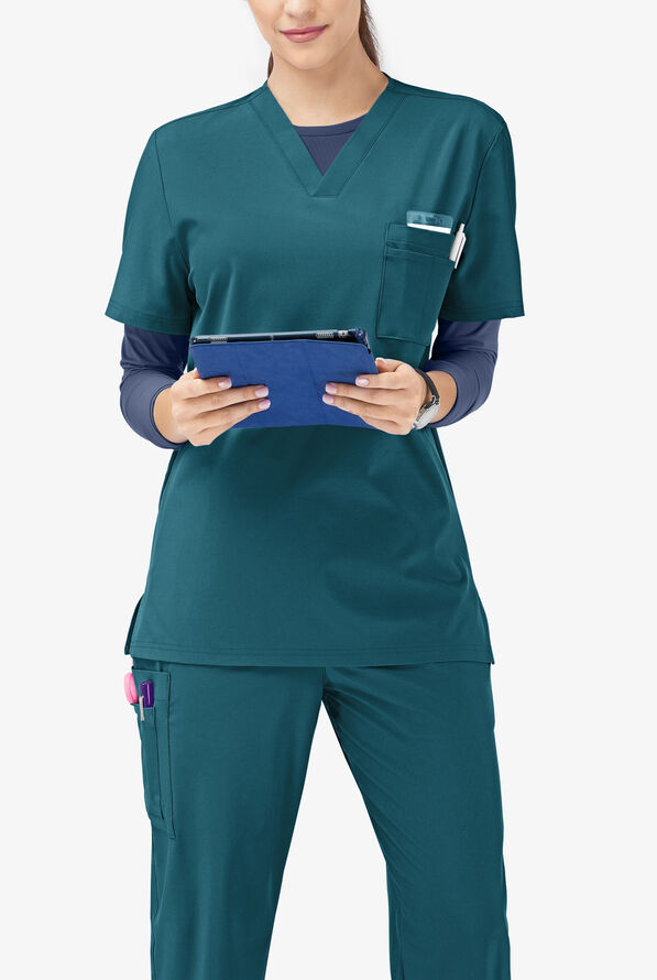 Tafford Active Stretch Unisex 8-Pocket Scrub Set - Caribbean Blue - 2