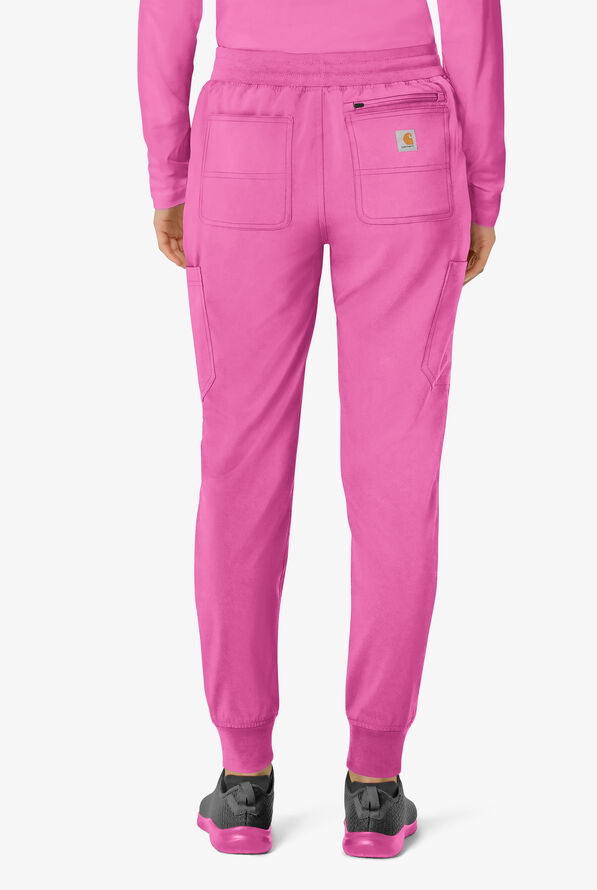Carhartt Cross-Flex Force Women's 8-Pocket STRETCH Knit Cuff Cargo Jogger Scrub Pants - Electric Fuchsia - 2