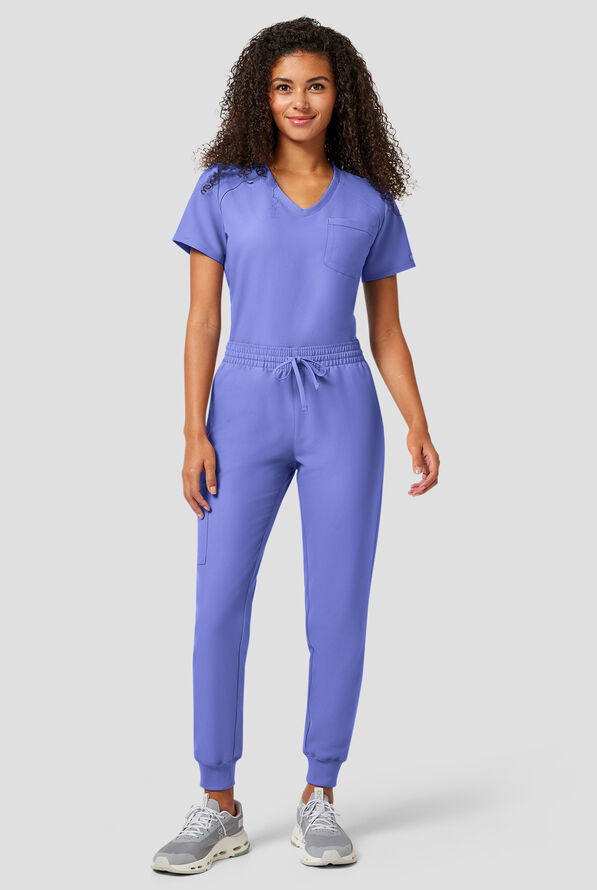 Cherokee Workwear Originals Ultra Women's 5-Pocket Drawstring Jogger Scrub Pants - Ceil Blue - 6