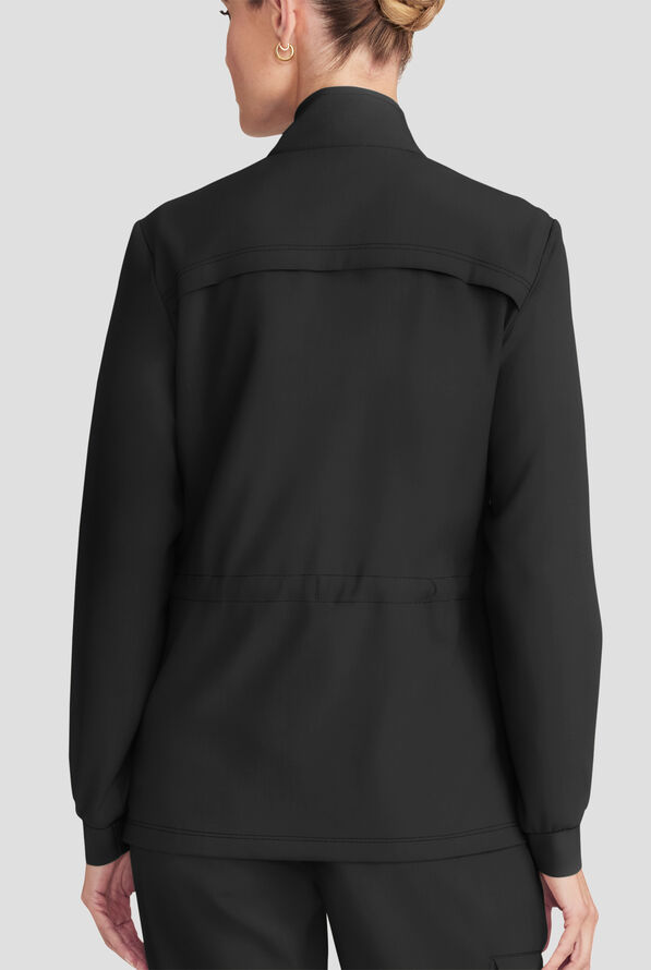 Healing Hands Quest Women's 4-Pocket STRETCH Zip Front Utility Scrub Jacket - Black - 5
