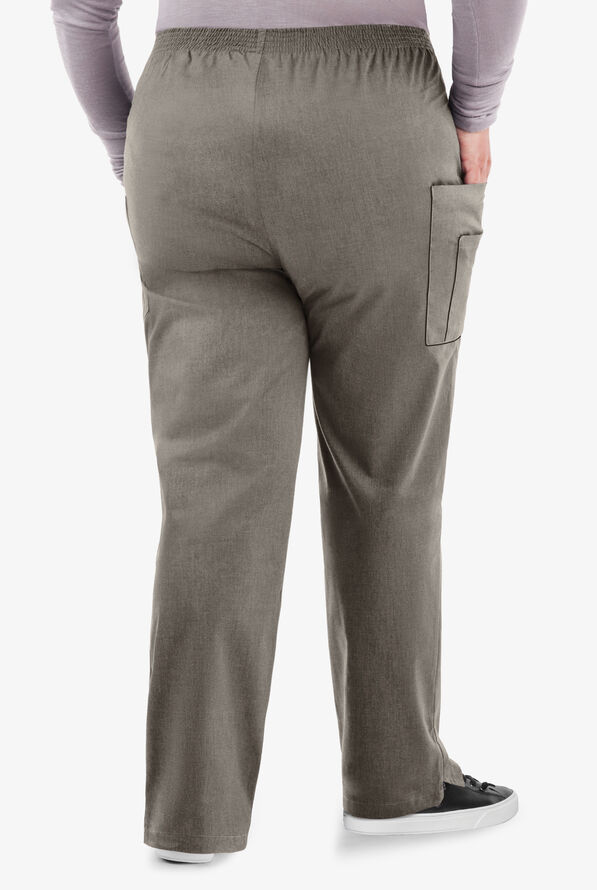 Butter-Soft STRETCH Women's 3-Pocket Plus Size Pull On Scrub Pants - Heather Grey - 2