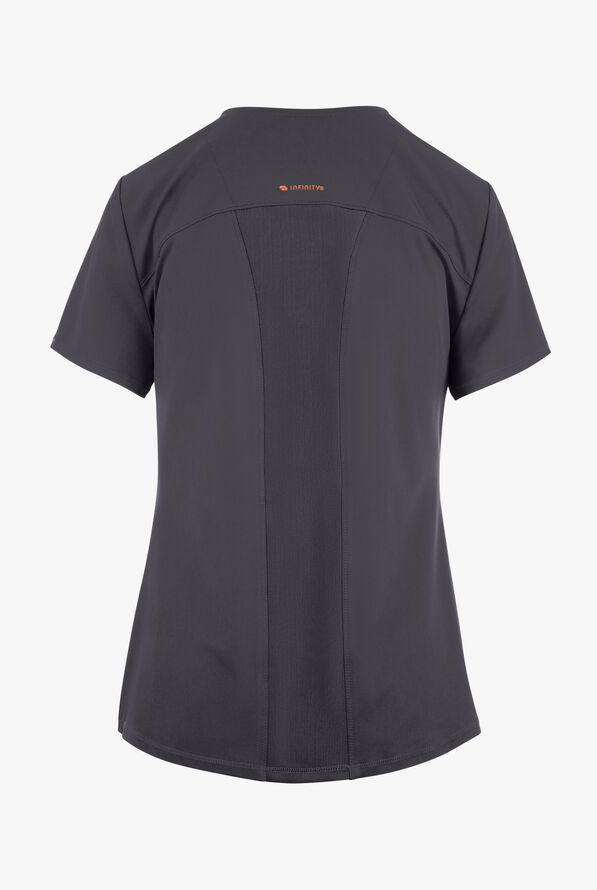 Blusa m&eacute;dica Infinity GNR8 STRETCH con cuello en V redondeado y 1 bolsillo para mujer - Pewter - 2