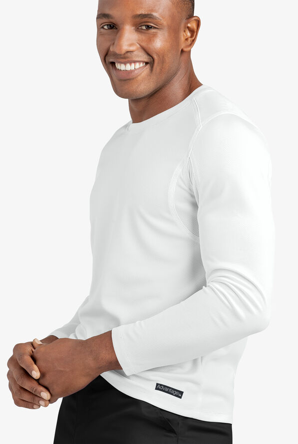 Advantage STRETCH Men's Long Sleeve Crew Neck Underscrub - White - 4