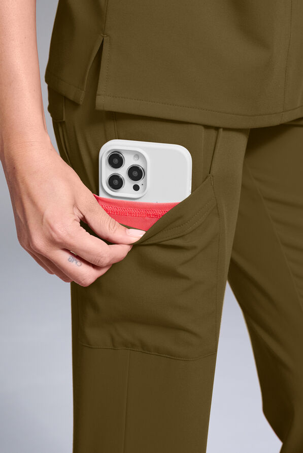 Hypothesis Women's Base 7-Pocket Straight Leg Cargo Scrub Pant - Tall - Dark Moss - 6