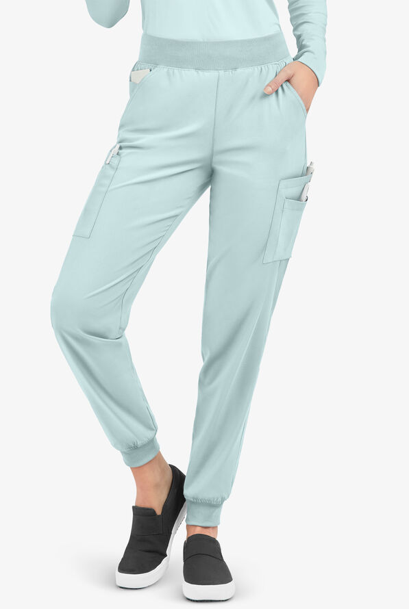 Easy STRETCH Mila Women's 7-Pocket Jogger Scrub Pants - Tall - Ocean Mist - 1