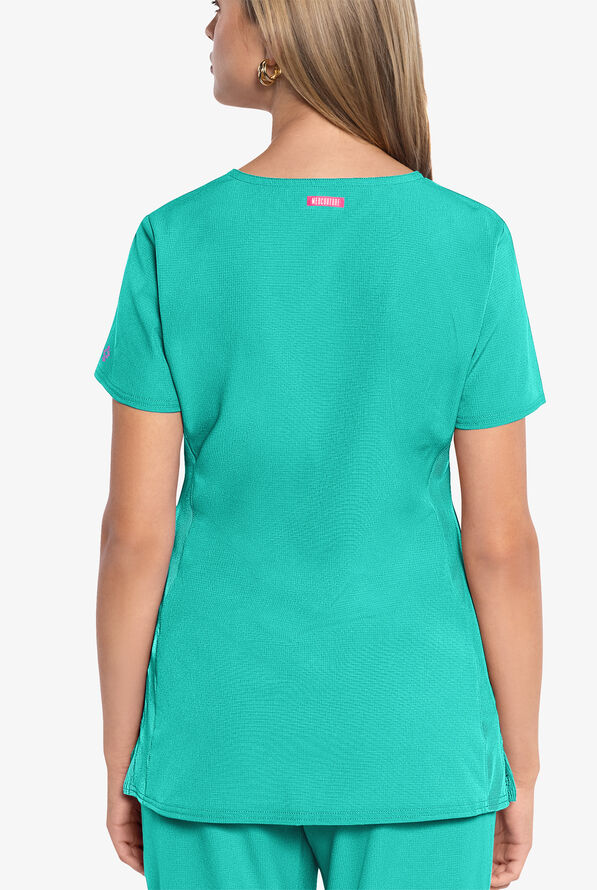 Med Couture Amp Women's 3-Pocket STRETCH V-Neck Scrub Top - Teal Tonic - 3