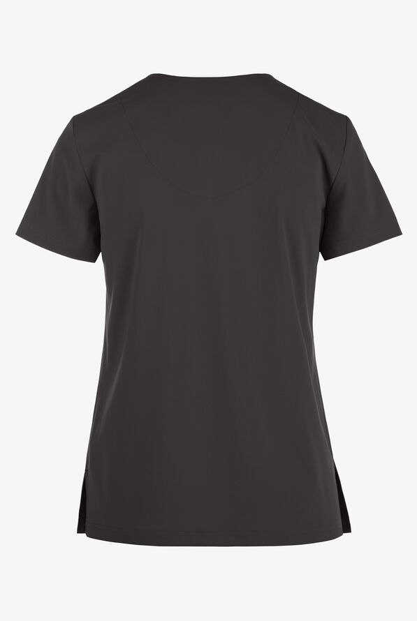koi Basics Becca Women's 4-Pocket STRETCH V-Neck Scrub Top - Charcoal - 3