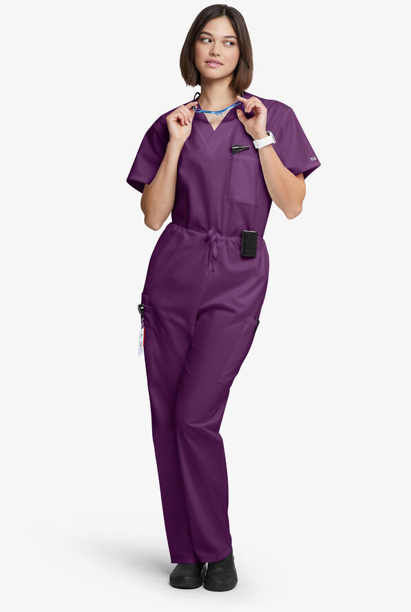 Butter-Soft Originals Unisex 4-Pocket Drawstring Relaxed Straight Leg Scrub Pants - Short - Eggplant - 4