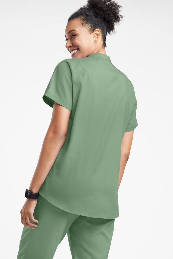Blusa m&eacute;dica Strictly Scrubs con cuello mao y 6 bolsillos para mujer - Seaspray - 3