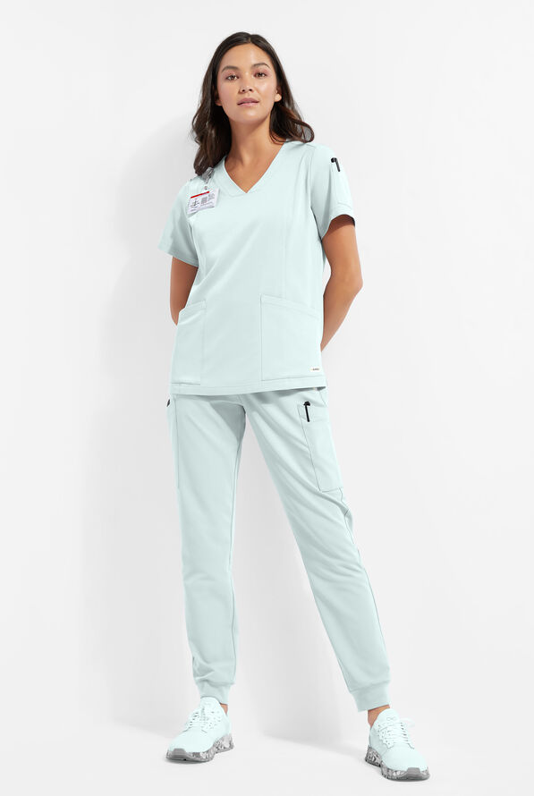 ReSurge Ruby Women's 5-Pocket Curved V-Neck Top - Horizon Haze - 2