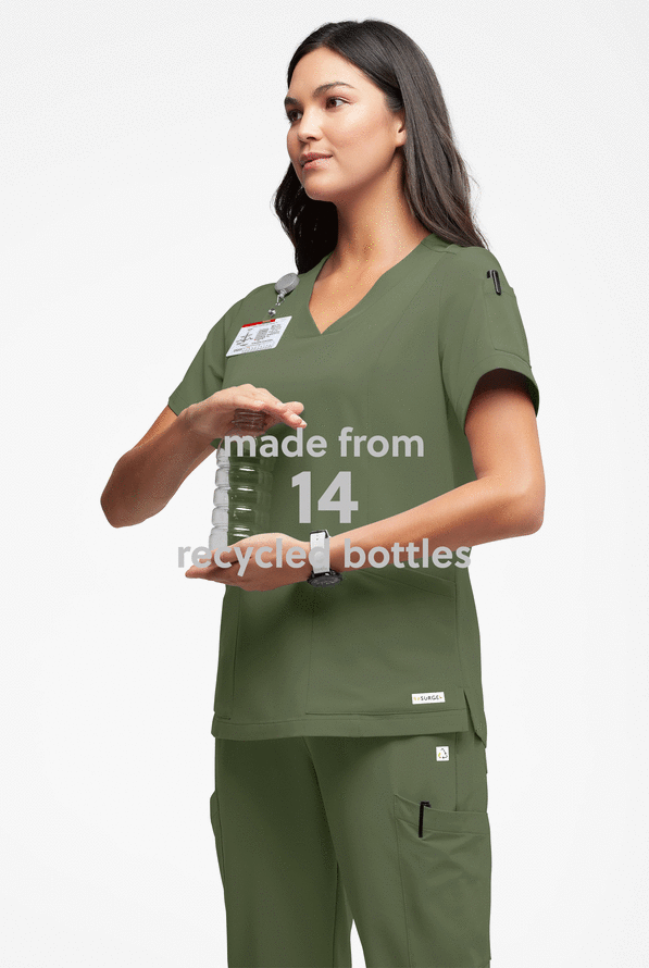 Blusa médica ReSurge Ruby con cuello en V y 5 bolsillos para mujer - Light Olive - 5