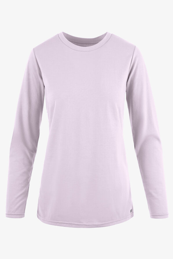 Butter-Soft Originals Women's STRETCH Cotton-Rich Long Sleeve Crew Neck Knit Underscrub - Orchid Petal - 1