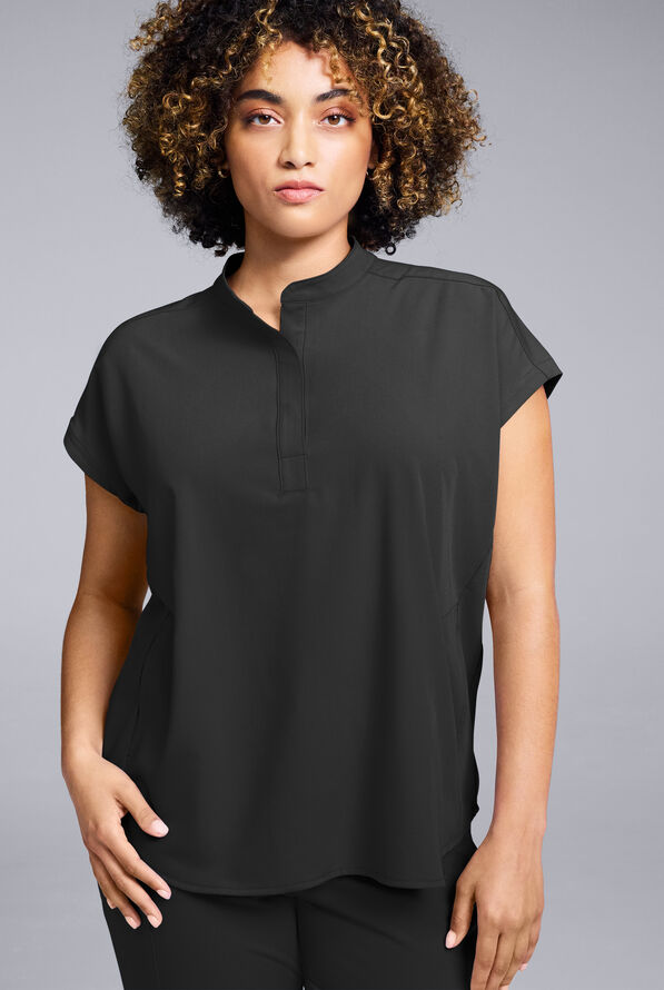 Blusa médica Hypothesis Meta de talla holgada con mangas dolmán para mujer - Jet Black - 1