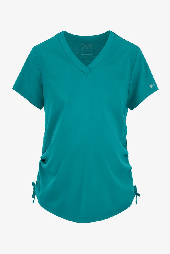 Easy STRETCH Tori Women's Cooling Knit Back Maternity Scrub Top - Teal - 1