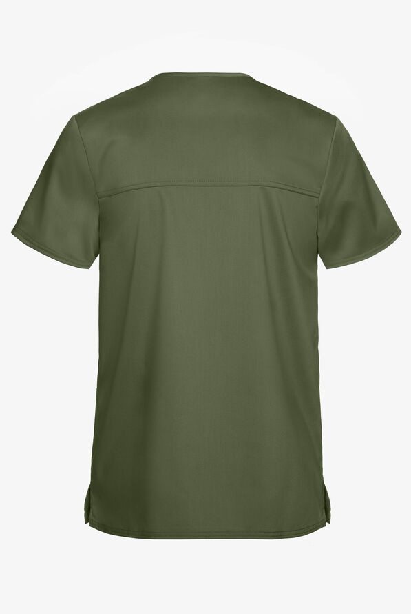 Cherokee Workwear Revolution Men's 3-Pocket STRETCH V-Neck Scrub Top - Olive - 2