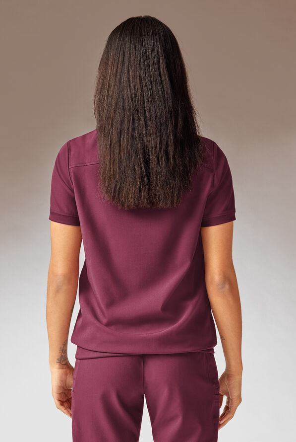 Blusa m&eacute;dica Hypothesis Kentica con cuello redondo y 4 bolsillos para mujer - Wine - 3