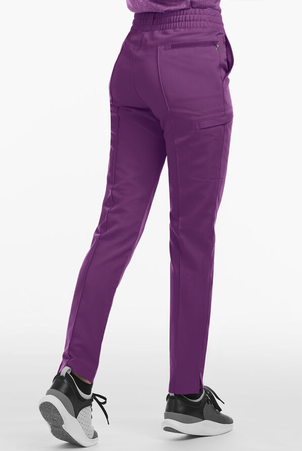 Movement by Butter-Soft Capricorn Women’s 7-Pocket Skinny Pintuck Scrub Pants - Eggplant - 2