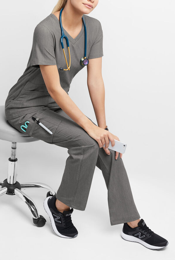 Pantalón médico MOVEMENT by Butter-Soft STRETCH Rigel de pierna recta con cordón y 7 bolsillos para mujer - Graphite Heather - 4