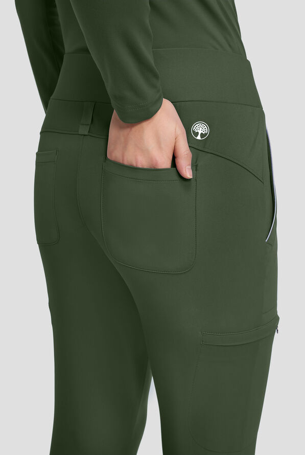 Healing Hands 360 Joelle Women's 6-Pocket STRETCH High Waist Flare Leg Scrub Pants - Dark Pine - 2