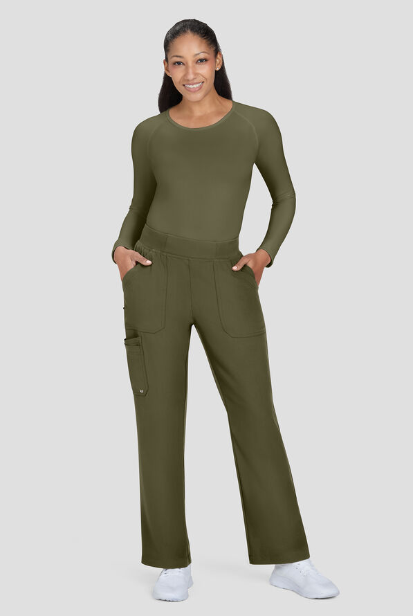 koi Next Gen Jump Start Women's 7-Pocket STRETCH Boot Cut Cargo Scrub Pants - Olive - 4