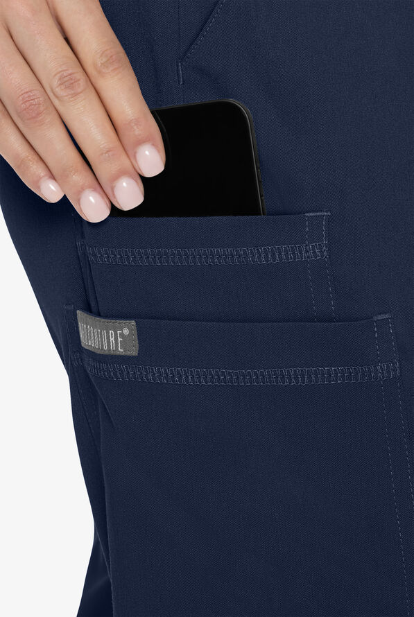 Med Couture Touch Women's 6-Pocket STRETCH High Waisted Double Cargo Jogger Scrub Pants - Navy - 3