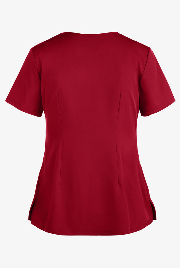 HH Works by Healing Hands Monica Women's 4-Pocket STRETCH V-Neck Scrub Top - Red - 3