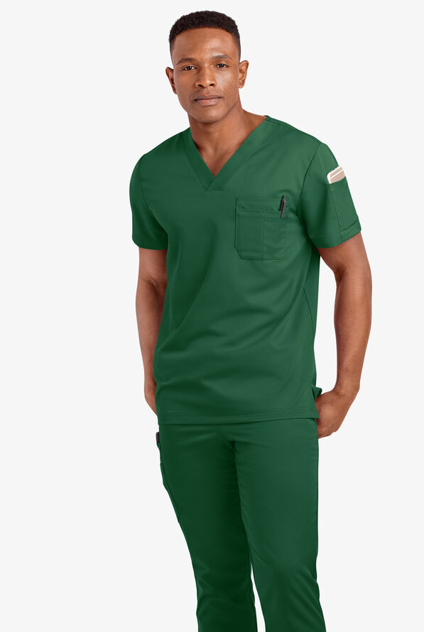 Advantage STRETCH Men's 4-Pocket V-Neck Scrub Top - Hunter - 2