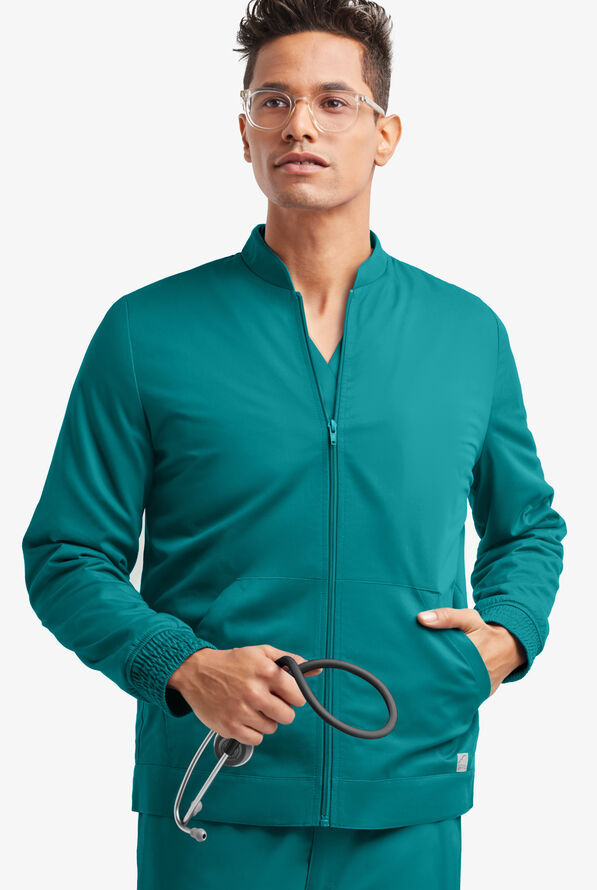 Chaqueta médica unisex UA Butter-Soft STRETCH con forro polar y 3 bolsillos - Teal/Navy - 6