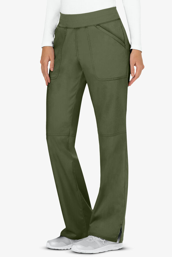 Cherokee Workwear Revolution Women's 4-Pocket STRETCH Pull-On Cargo Scrub Pants - Petite - Olive - 1