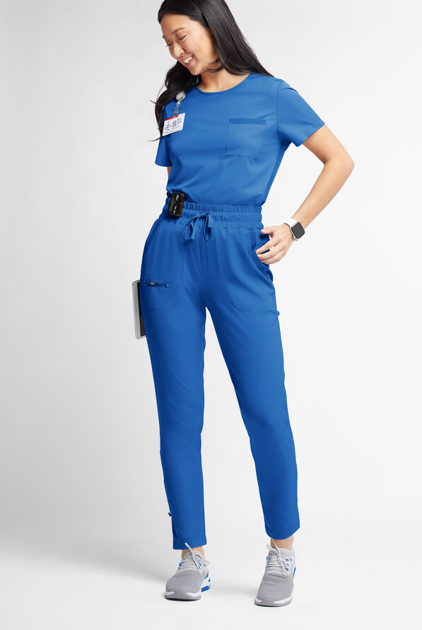 WhisperLite ISLA Women's 5-Pocket Tapered Scrub Pants - Royal - 2