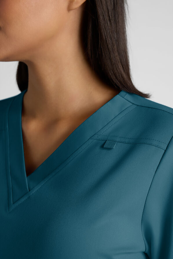 Butter-Soft STRETCH FLXTEK+ Women's 4-Pocket V-Neck Scrub Top - Caribbean Blue - 4