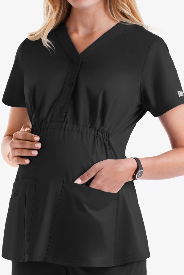 Blusa m&eacute;dica de maternidad UA Butter-Soft STRETCH con paneles de tejido y 3 bolsillos para mujer - Black - 4
