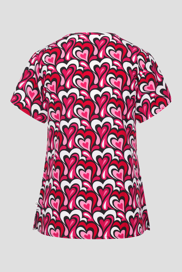 Wink Heart Flow Women's 2-Pocket STRETCH V-Neck Print Scrub Top - null - 2