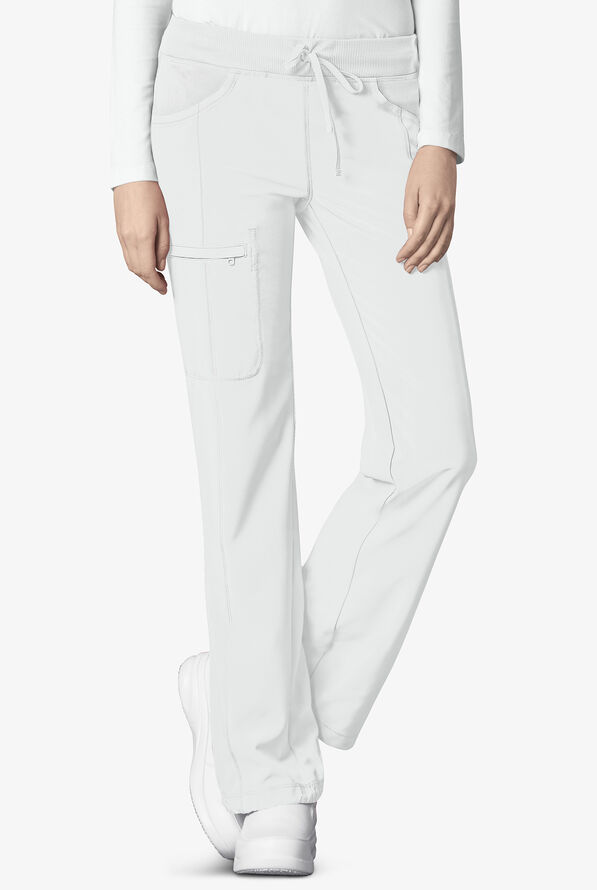 Infinity Women's 4-Pocket STRETCH Drawstring Scrub Pants - Petite - White - 1