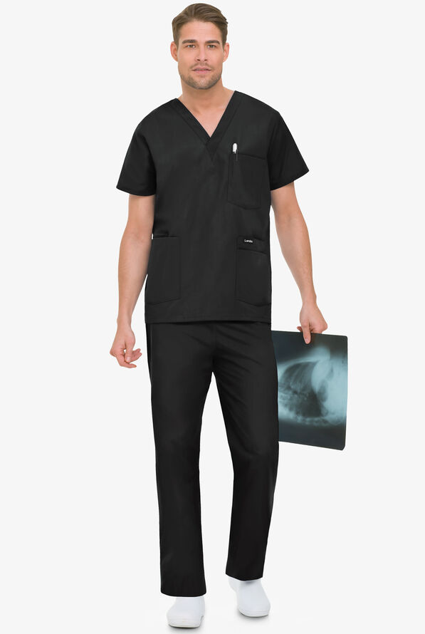 Landau Men's 5 Pocket Scrub Top, Mens Scrub Tops