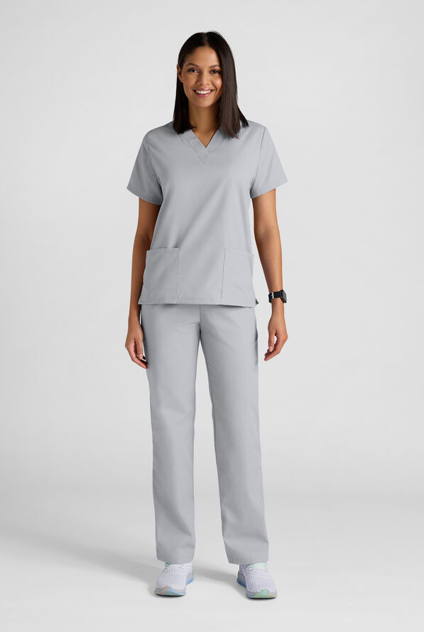 Strictly Scrubs Women's 4-Pocket Scrub Set - Silver - 2